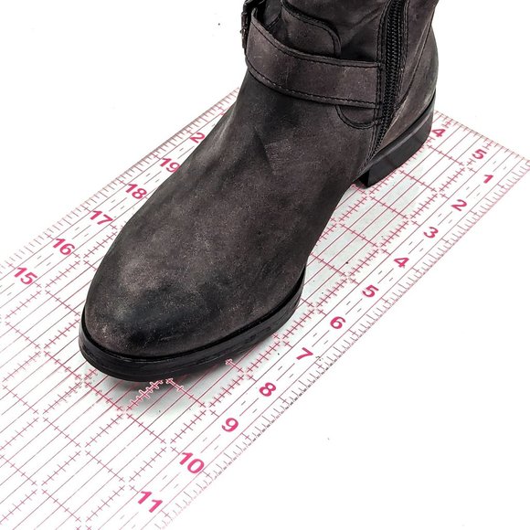Charles David Italy Women Distress Grey Leather Buckle Riding Tall Boots sz 6.5 - Picture 5 of 11